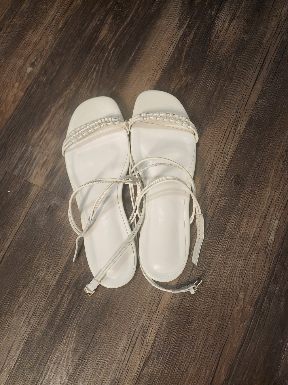 & Other Stories White Beaded Strappy Sandals